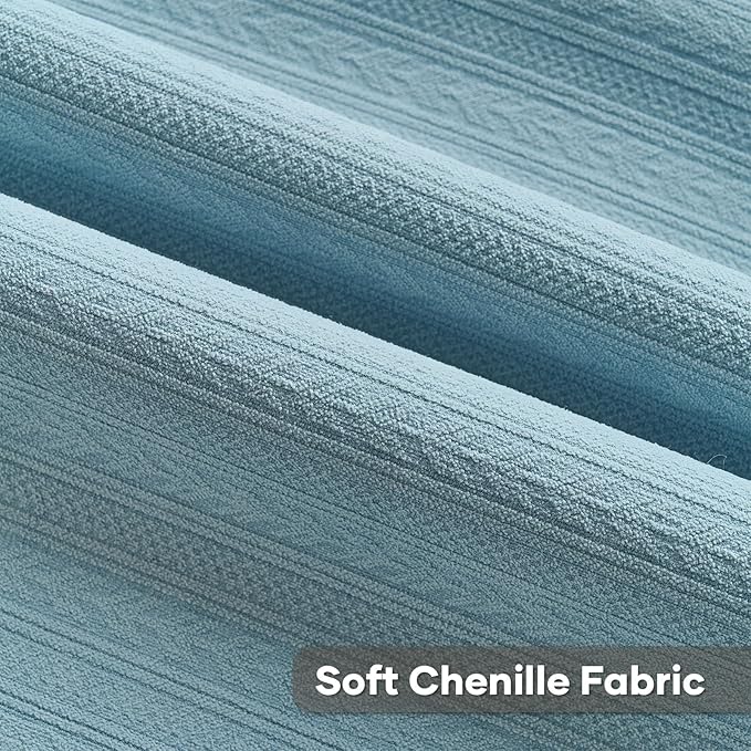 FUTEI Denim Blue Decorative Throw Pillow Covers 22x22 Inch Set of 2,Soft Cozy Wheat Ear Striped Patterns Cushion Cases,Modern Home Decor for Couch Bed Living Room