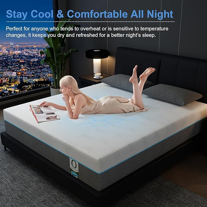 Vipbear 12 Inch Memory Foam Mattress Queen Hybrid Medium Firm Mattresses in a Box Cooling Gel Bed Therapeutic Firm Support Comfort for Back Pain, Pressure Relief, CertiPUR-US Certified, Made in USA