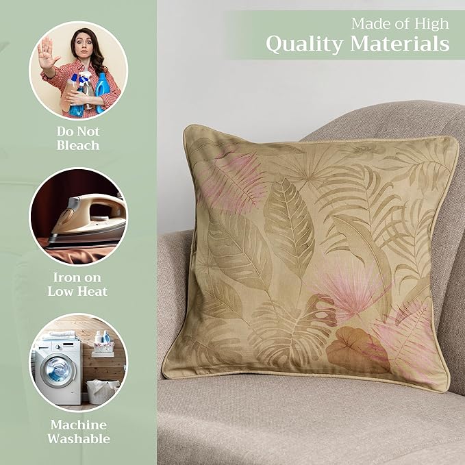 Maison d' Hermine Decorative Pillow Covers 18 x 18 Inch Square 100% Cotton Throw Pillow Covers with Invisible Zipper for Living Room Couch, Chair, Sofas, Bedroom, Home (Creole - Olive Grey)