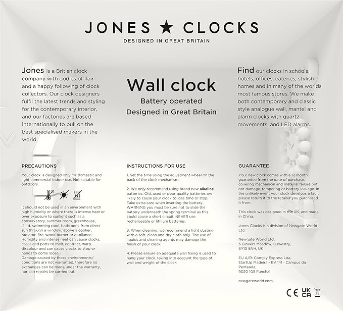 JONES CLOCKS® Studio Wall Clock | Modern Round Clock | 12 inch | Neo Mint Green | Easy to Read Numbers | Versatile Design for Kitchen, Living Room or Office