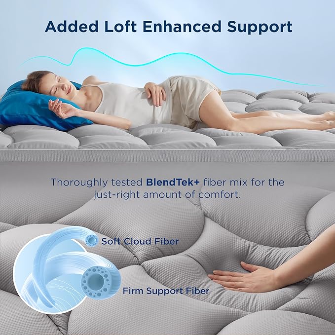 Bedsure Waterproof Twin Mattress Topper - Pillow Top Twin Mattress Protector with 8-21 Inches Deep Pocket, 800 GSM Extra Thick Bed Pad Fitted, Soft Bed Cover for Home, Bedroom, Hotel - Grey