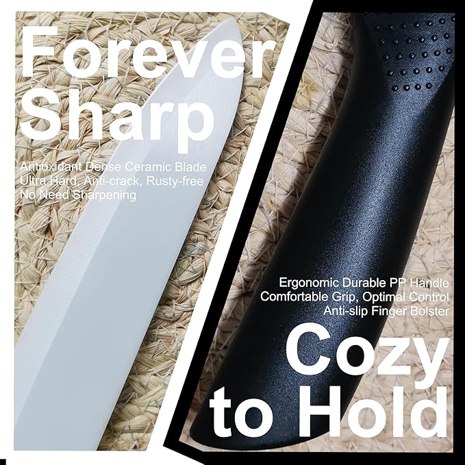 Ceramic Knife - 8 inch Chef's Knife - Light, Precise, Sharp Ceramic Kitchen Knife with Sheath Cover