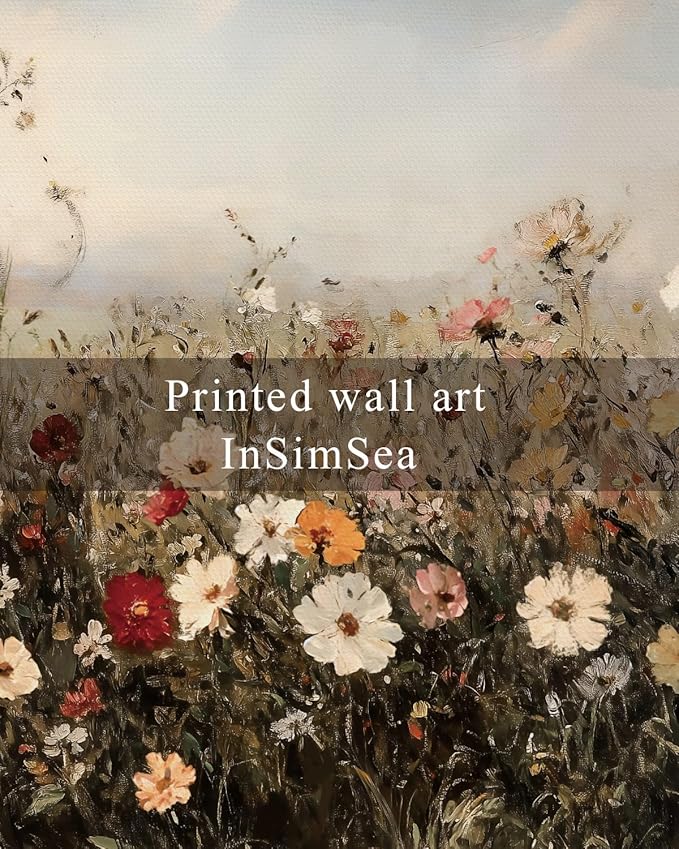 InSimSea Framed Wall Art for Living Room Retro Flower Canvas Art Wall Decor Bedroom Artwork Farmhouse Oil Paintings Pictures Prints Rustic Gallery Boho Vintage Floral Botanical Office 16x24In
