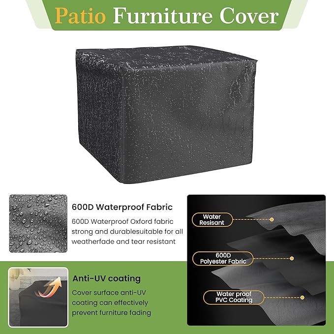 Amopatio Wicker Outdoor Sofa & Patio Couch Set - High Back Waterproof Patio Furniture Single Armrest Chair with Non-Slip Cushions, Outdoor Furniture Cover, Blue