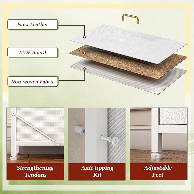 Dresser for Bedroom with 16 Fabric Drawers Long Dresser with Charging Station TV Stand for 60" TV Dressers & Chest of Drawers for Bedroom, Living Room, Closet, White