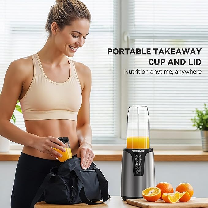 TECKNET 600W Bullet Blender for Smoothies, Small Personal Nutri Blender for Protein Shakes and Smoothies, Coffee Mixer with 2 BPA-Free Cup, Portable Countertop Grinder Combo Kitchen Appliances