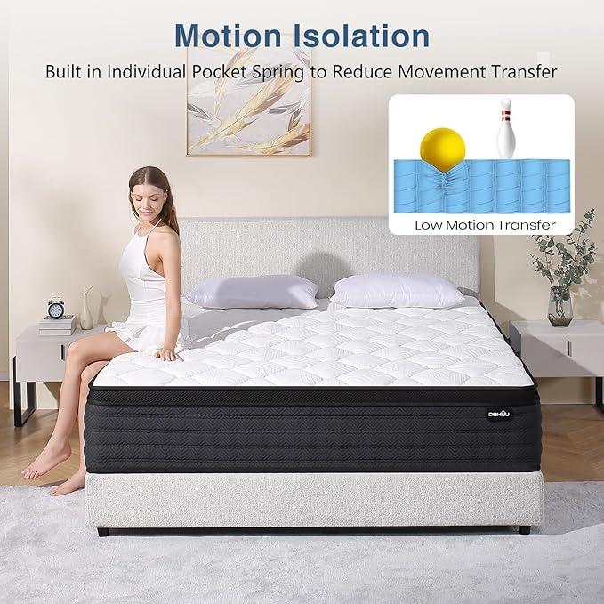 Full Size Mattress, 12 Inch Hybrid Memory Foam Full Mattress in a Box, Pressure Relief, Medium Firm, CertiPUR-US