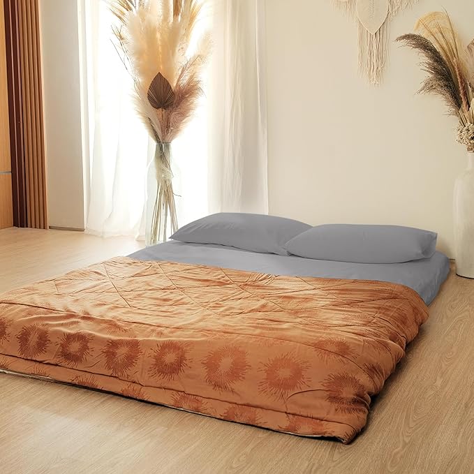 Japanese Futon Floor Mattress - Medium Firm Futon Mattresses for Sleeping - Shikibuton - Foldable and Portable Japanese Bed (Grey, Full)