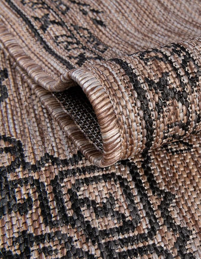Unique Loom Outdoor Traditional Collection Area Rug - Antique (10' x 14' 1" Rectangle Beige/Black)
