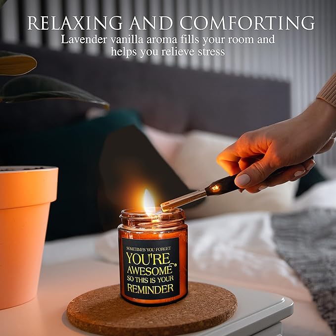 Birthday Gifts for Women, Men - You're Awesome Soy Jar Candles - Unique Thank You, Friendship Gifts for Her, Best Friend, Sister, Girlfriend - Relaxing Stress Relief Scented Candle for Home