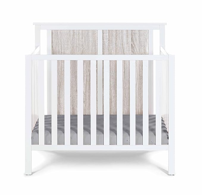 Suite Bebe Connelly 3-in-1 Mini Crib in White/Rockport Gray - Comes with Mattress Pad