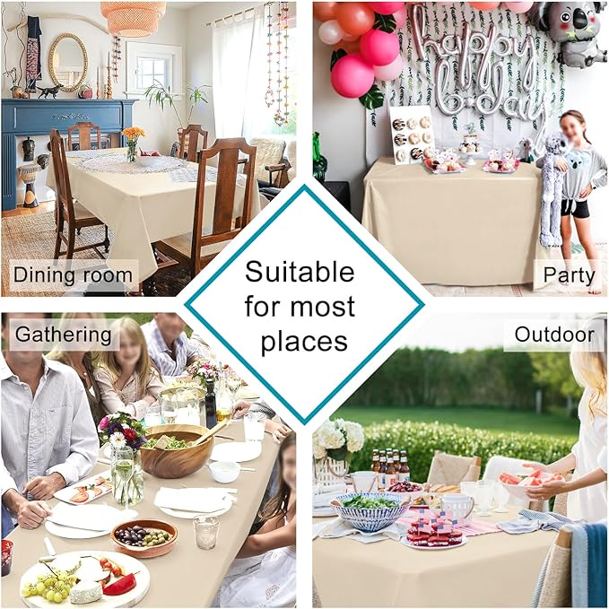 Hiasan Small Tablecloth for Square Tables - Waterproof and Spillproof Washable Fabric Table Cloth for Dining Room Kitchen Party (Beige, 40 x 40 Inch)