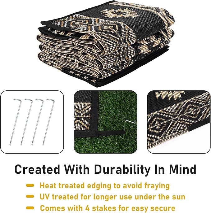 HiiARug Outdoor Rug for Patios 6'x9' Outdoor Plastic Straw Rug Waterproof Patio Porch Rug Reversible RV Mat Outdoor Area Rugs for Outdoors, RV, Patio, Backyard, Deck, Camping