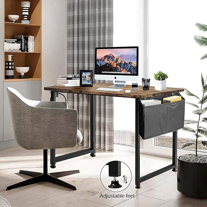 Lufeiya Home Office Desks 47 inch Desk for Bedroom Modern Simple Student Study Table 48 Vintage Writing Computer Desk, Rustic Brown