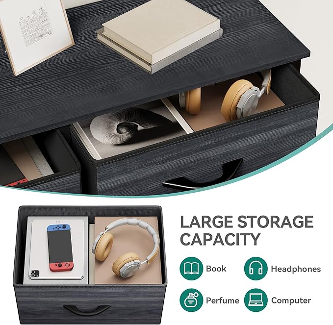 YITAHOME 10 Drawer Dresser - Fabric Storage Tower, Organizer Unit for Living Room, Hallway, Closets - Sturdy Steel Frame, Wooden Top & Easy Pull Fabric Bins
