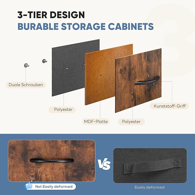 DUMOS 9 Drawer Dresser for Bedroom, Fabric Storage Organizer with Sturdy Metal Frame, Wooden Top Chest of Drawers for Closet Nursery Entryway Guest Room,Cocoa Brown