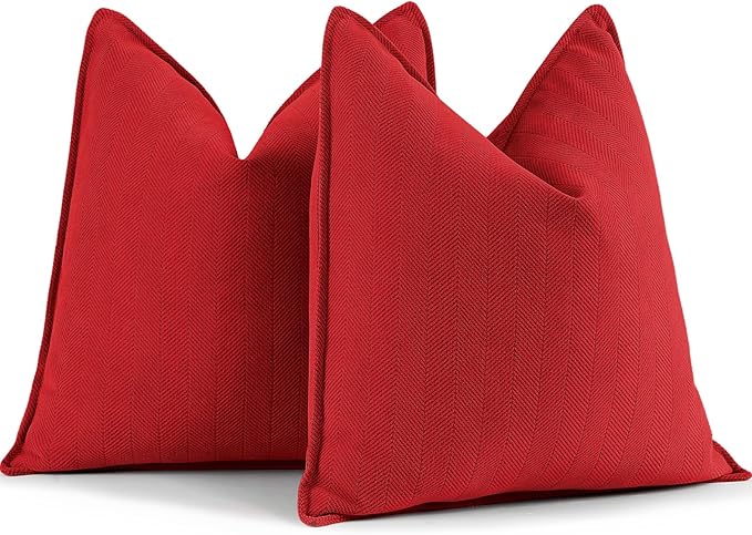 ZWJD Red Pillow Covers 24x24 Set of 2 Chenille Red Throw Pillow Covers with Elegant Design Soft and Luxurious Decorative Throw Pillows for Couch, Bed, and Home Decor