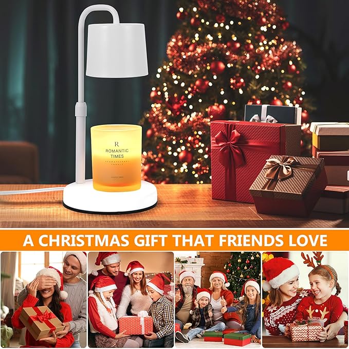 Candle Warmer Lamp with Timer, Dimmable Candle Lamp with 2 Bulbs GU 10 50W, Candle Warmer for Jar Candles Adjustable Height Candleholder, Housewarming Gifts Birthday Gifts for Women Mom Sleeplessness