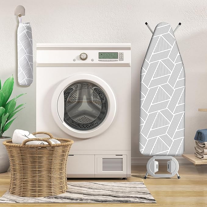 BNDX Ironing Board Cover for Working Professionals - Heat Resistant 15" X 54" Standard Size with 2" Elastic Durable Scorch Smooth, Sewing Studios Odor-Resistant Instant Installation - Grey Matter