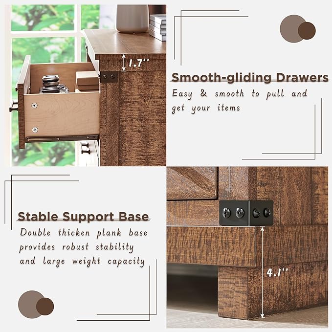 RedLemon Farmhouse 7 Drawer Dresser for Bedroom - Wood Large Dressers & Chests of Drawers for Closet with Storage for Bedroom, Living Room, Reclaimed Barnwood Color