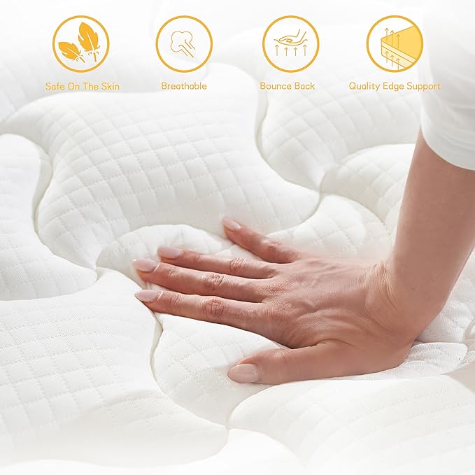 King Mattress, 12 Inch King Size mattresses | Medium Firm - Cooling Gel Memory Foam & Zoned Pocket Coils for Pressure Relief, Spinal Alignment & Extra Lumbar Support | Motion Isolation |