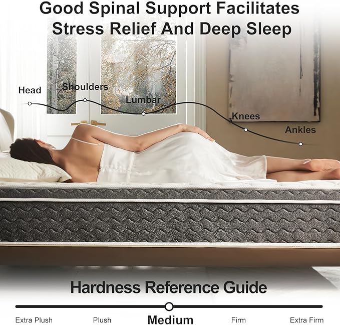 Full Mattress 12 Inch Full Size Hybrid Mattress - Memory Foam & Individually Pocket Coils Springs | Pressure Relief | Motion Isolation, Edge Support | CertiPUR-US Certified | Medium Firm
