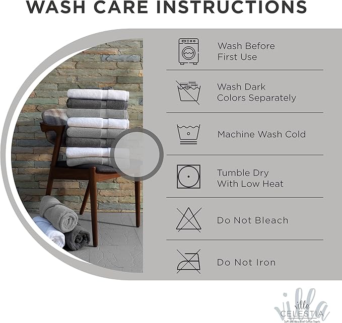 100% Combed Cotton Bathroom Towel Set of 6- 2 Bath Towels, 2 Hand Towels, 2 Wash Cloths, Sustainable, Soft, Highly Absorbent 6 Piece Cotton Bath Towel Set Ideal for Hotels, Spa, Bathroom, Dorm, Silver
