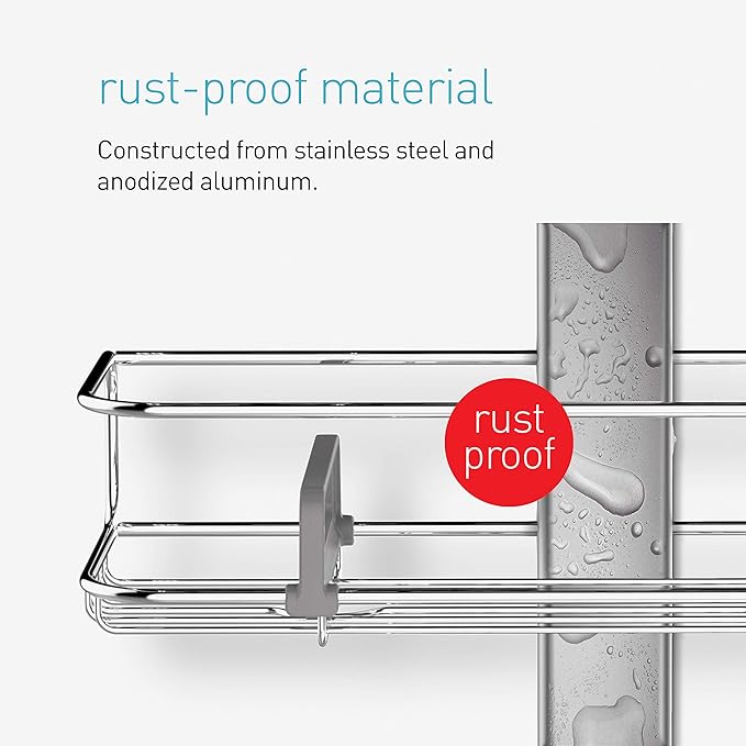 simplehuman Corner Shower Caddy, Stainless Steel and Anodized Aluminum