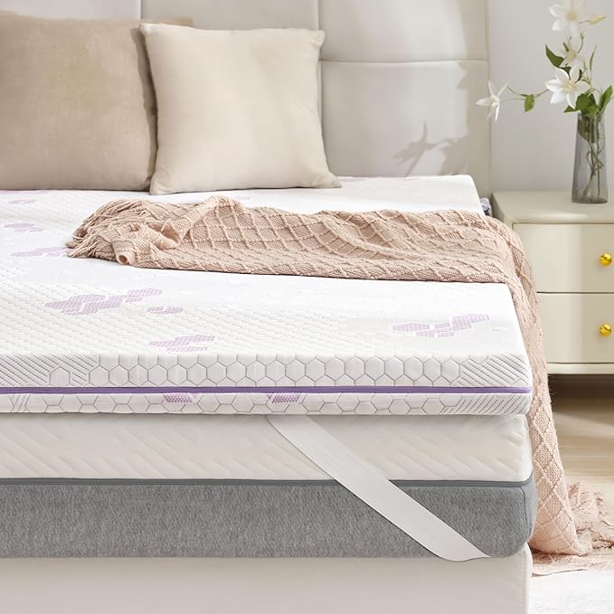 SINWEEK 3 Inch Memory Foam Mattress Topper King Size, Soft and Medium Mattress Pad for Back Pain Relief, High Density Foam Bed Topper with Textured Cover, CertiPUR-US Certified