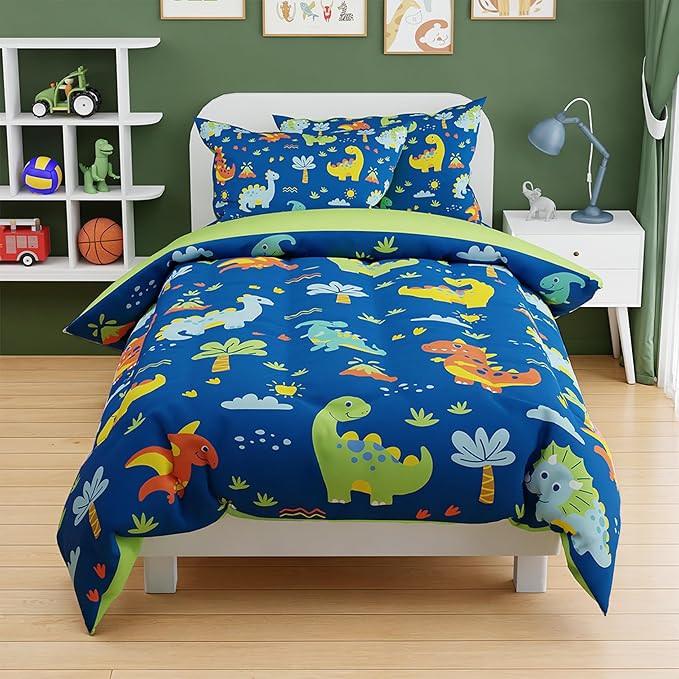 SANDJEST Dinosaur Design Duvet Cover Sets Twin Size for Kids Boys, Include 1 Comforter Cover 68x86 Inches and 1 Pillowcase 20x26 Inches, Comforter Not Included, Gift for Christmas Birthday