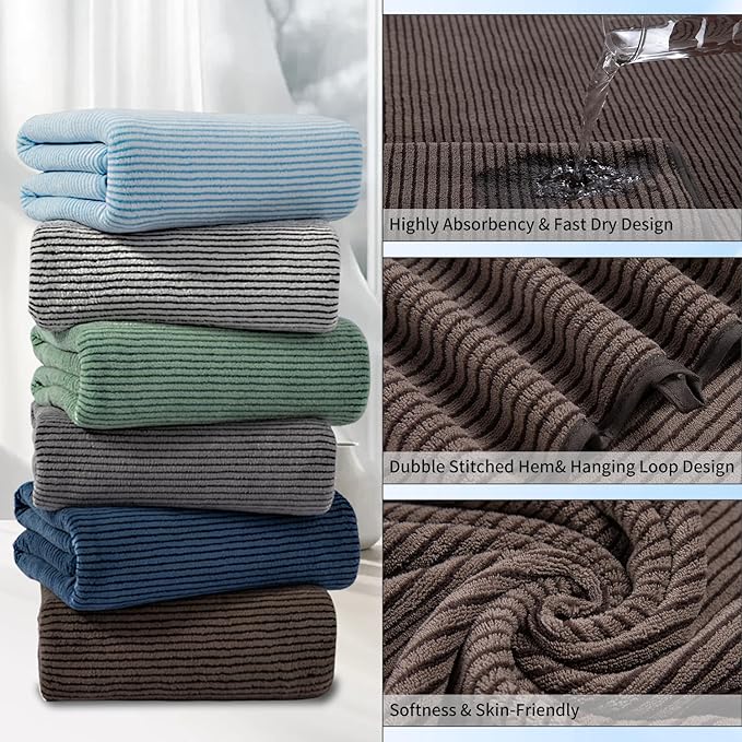 4 Piece Bath Towel Set 35"x70"Oversized Bath Towel for Bathroom Ultra Soft Fluffy Extra Large Bath Sheet Luxury Premium Bathroom Towel Highly Absorbent Quick Dry Shower Towel for Hotel Spa,Brown