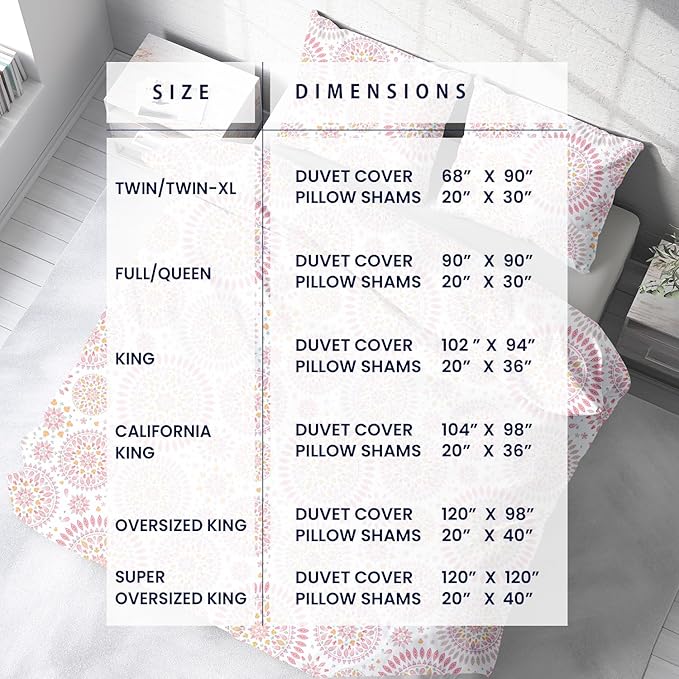 Kotton Culture 3 Pc King Size Duvet Cover Set- 100% Egyptian Cotton Sateen 600 Thread Count Ultra Soft Premium Durable Comforter Cover Zipper Closure & Corner Ties (Mandala, King 102"x94")