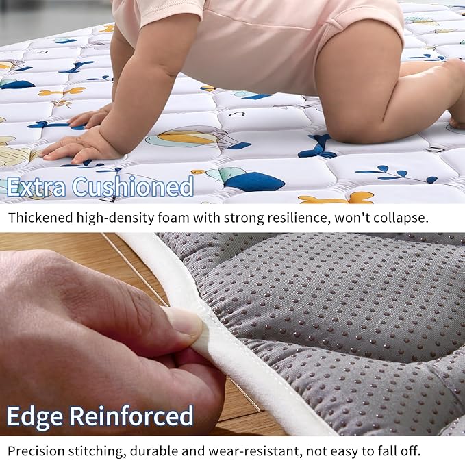 Lilyvibebearhappy Premium Foam Baby Play Mat 79" X 55", Extra Large Soft Thicker Activity Playmats for Babies, Toddlers, Infants, Play & Tummy Time, Foldable & Machine Washable Baby Mat for Floor