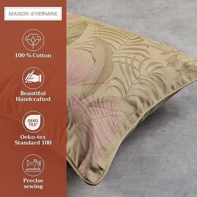 Maison d' Hermine Decorative Pillow Covers 20x20 Inch Square 100% Cotton Throw pillow Covers with invisible Zipper Cushion Case for Living Room Couch, Chair, Sofas, Bedroom, Home (Creole - Olive Grey)