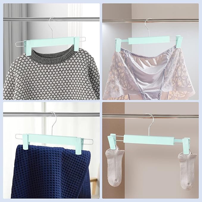 20 Pack Pants Hangers with Adjustable Non-Slip Clips Anti-Rust Hanging Hook for Trouser,Skirts,Jeans,Clothes Hangers Green