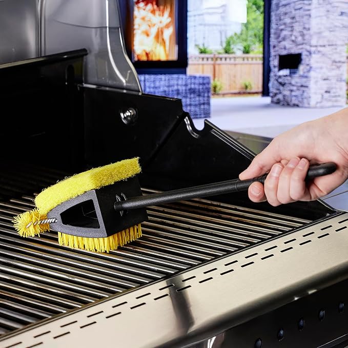 Mr. Bar-B-Q XL Triple Action Grill Brush Powered by Scrub Daddy