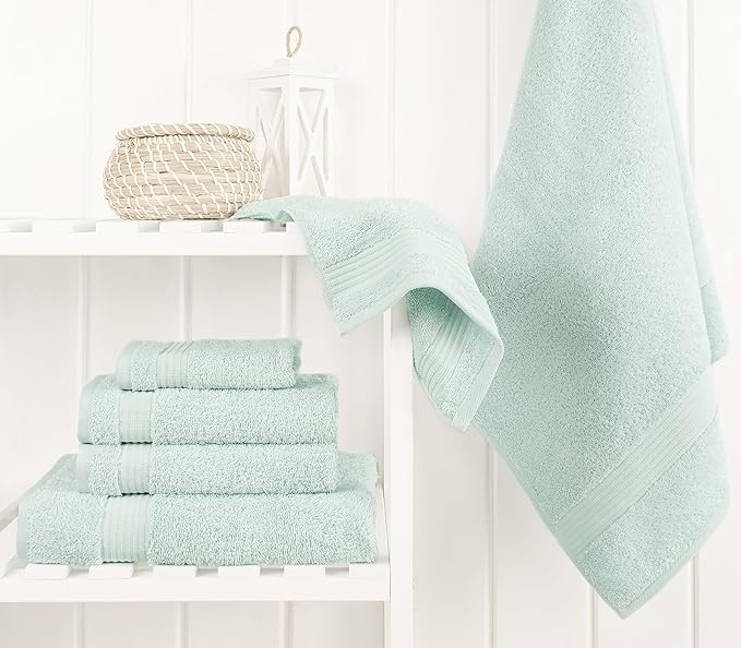 Cotton Paradise 6 Piece Towel Set, 100% Cotton Soft Absorbent Turkish Towels for Bathroom, 2 Bath Towels 2 Hand Towels 2 Washcloths, Mint Towel Set