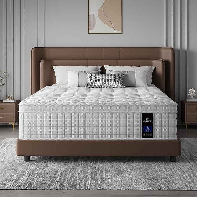Twin Mattress, 10 Inch Twin Size Mattress in a Box with Memory Foam Hybrid, Individual Pocket Spring for Provide Support and Improve Sleep,Medium Firm(White)