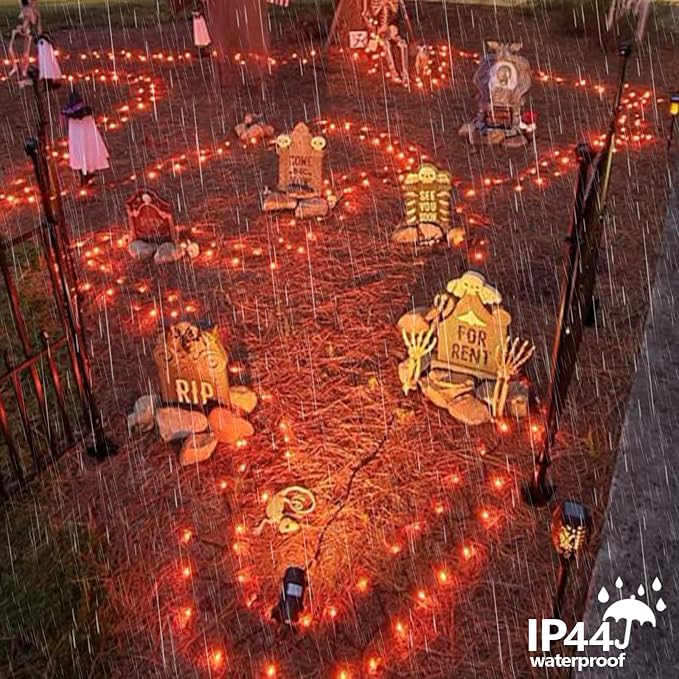 QITONG 165ft 500 LED Orange Lights for Halloween, Clear Wire String Lights Outdoor, Plug in Christmas Lights Indoor with 8 Modes