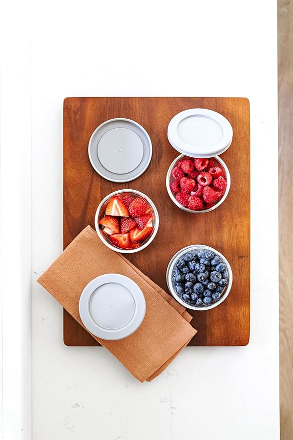 8-Piece Glass Food Storage Containers Set (4 Containers + 4 BPA-Free Lids) | 7-Ounce, Leakproof | Microwave, Freezer, Oven & Dishwasher Safe | Ideal for Meal Prep & Pantry Organization