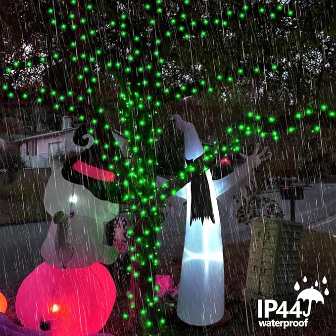 QITONG 165ft 500 LED Green Halloween Lights Outdoor Waterproof, 8 Modes String Lights Indoor, Clear Wire Christmas Light Plug in