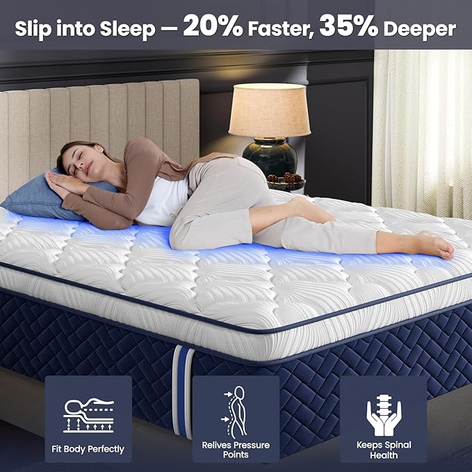 King Mattress 12 Inch - Hotel Collection Hybrid Mattresses with Back & Hip Support for Deep Sleep, Fiberglass-Free, CertiPUR-US Certified,100-Night Trial