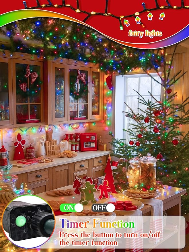 2025 New Christmas Cluster Lights 800LED with Flowing Twinkling, Firecracker Fairy Lights with 15 Modes & Timer, Waterproof Christmas String Lights for Indoor Outdoor Xmas Tree Party Garden Multicolor