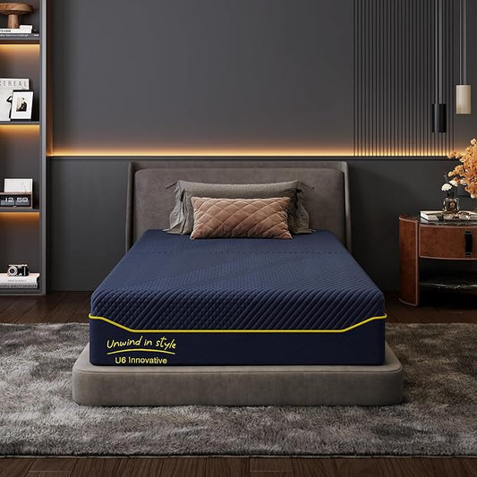 DlandHome 10Inch Twin Memory Foam Mattress for Back Pain,Cooling Copper Gel Bed in a Box,CertiPUR-US Certified, Therapeutic Medium Firm, 38x74x10 Blue