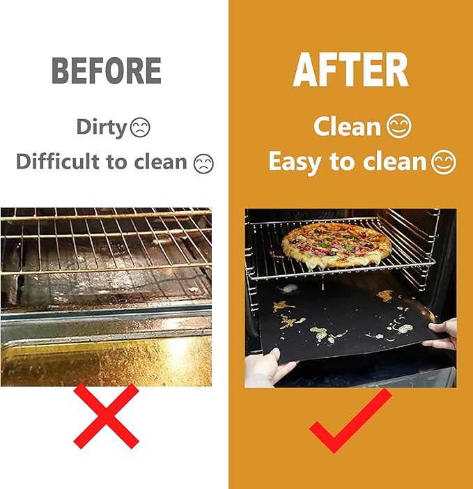 Oven Liners for Bottom of Oven, Large Heavy Duty 100% Non-stick Reusable Teflon Oven Mat,Baking Mat for Electric, Gas, Toaster Ovens, Grills,Kitchen Friendly Cooking Accessory with a sliding cut