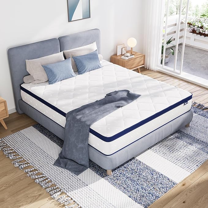 Avenco Queen Mattress, 12 Inch Queen Mattresses in a Box, Hybrid Queen Size Mattresses with Comfort Foam and Pocket Coils for Pressure Relief & Motion Isolation