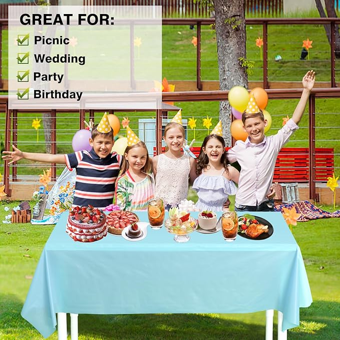 Craft And Party, 54 in x 100 feet Plastic Table Cover Roll for Party, Banquet, Picnic, Kids Activities for Any Size and Shape Table (Aqua, 54" x 100ft)