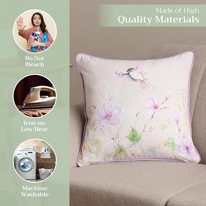 Maison d' Hermine Decorative Pillow Covers 20x20 Inch Square 100% Cotton Throw Pillow Covers with Invisible Zipper Cushion Case for Living Room Couch, Chair, Sofas, Bedroom, Home (Magnolia Mornings)