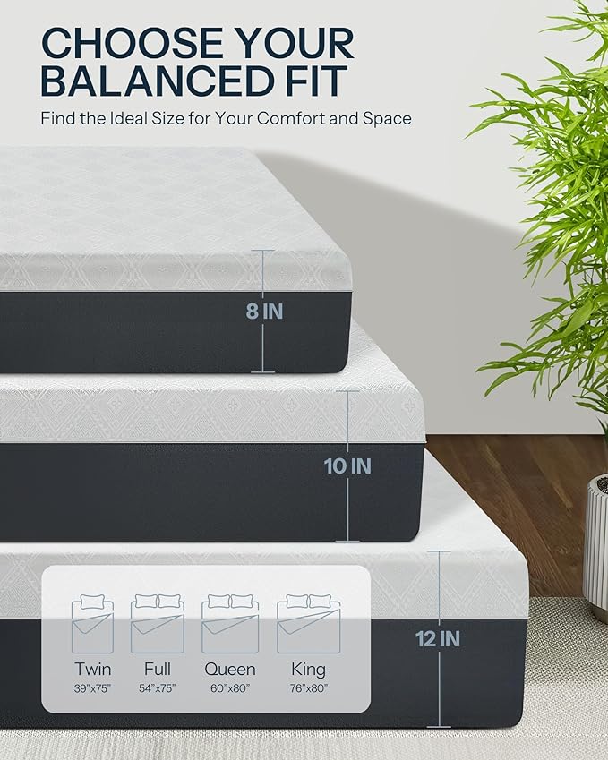12 Inch King Memory Foam Mattress for Pressure Relief, Cooling Gel Memory Foam Mattress in a Box, Made in USA King Bed Mattresses, Medium Firm, CertiPUR-US Certified, Motion Isolation, CY-12-K