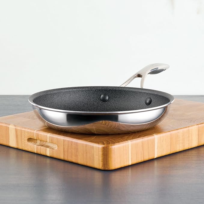 Circulon C1 Series Clad Stainless Steel with ScratchDefense Technology Cookware Nonstick Induction Frying Pan/Skillet, Metal Utensil Safe, 10 Inch Fry Pan - Polished Stainless Steel